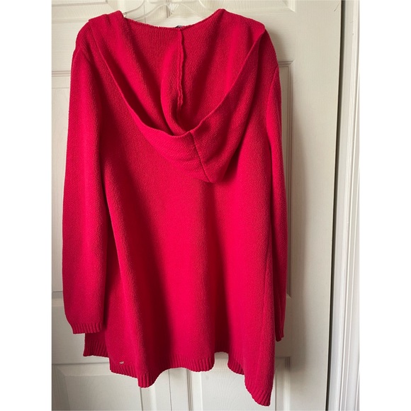 CHAPS long hooded open red cardigan - Picture 4 of 6